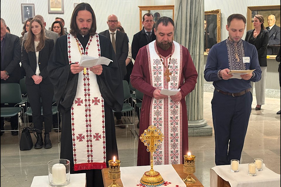 Ceremonies marking the third anniversary of the Russian invasion of Ukraine take place at the Legislature.