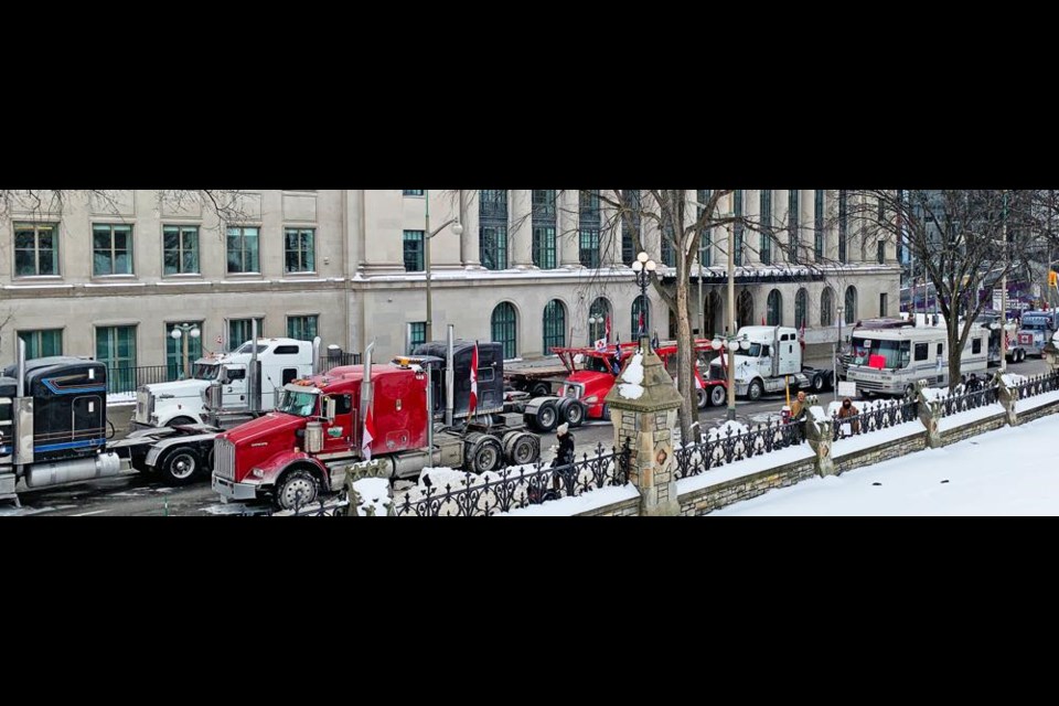 This is the 'Freedom Convoy' in downtown Ottawa