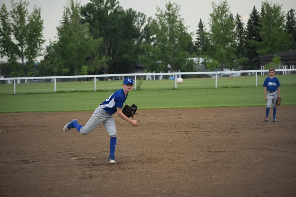 Liam Shabatoski was the first Kamsack Cyclones pitcher for the exhibition game.