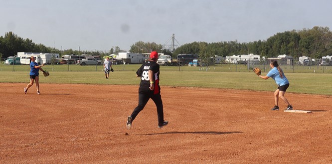 Six teams participated in the Ag Days Co-Ed Slo-Pitch tournament on Aug. 24. Teams were split into two groups for round robin play, playing the other two teams in their group once. The final matched up the two first place teams, with Rayzr’s Royals (fielding team in photo) defeating BR Sluggers to win the tournament championship. Other teams in the tournament were: Cote Ballers, Bat Attitude, Chubsuckers and KRUSH.