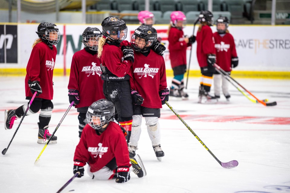 Young female athletes practised their skills on and off the ice at the All Girls Hockey Camp. 