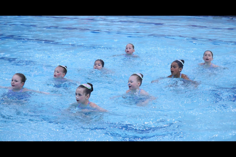 Synchronized swimming was on display in the Yorkton pool Monday.