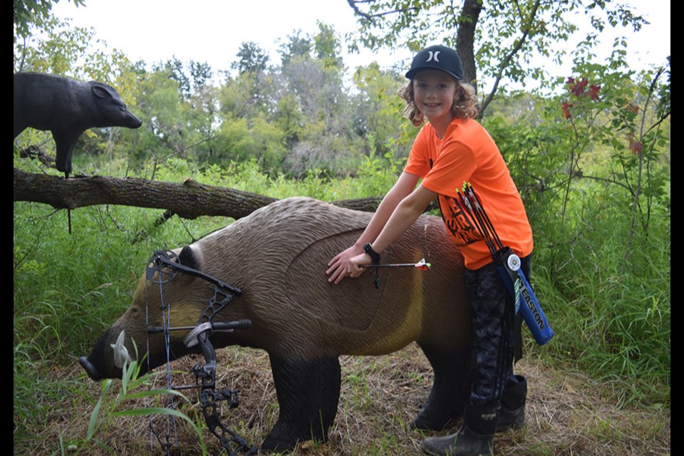 It looked like Colby Fast of Canora was enjoying hitting the targets at the Assiniboine River Archery Club 3D Shoot on Aug. 12-13 near Canora. Fast was the winner of the U13 Male category.