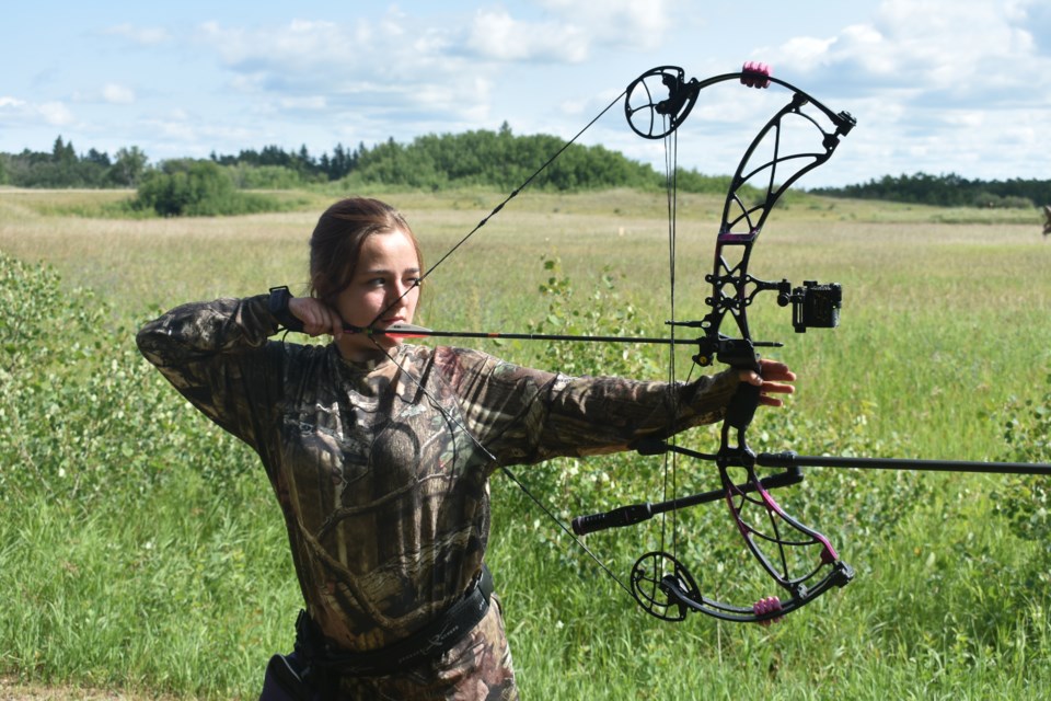 Aliyah Cymbalisty lined up her shots for the 50 yard sasquatch shot. The prize for the shot was a brand new cooler.