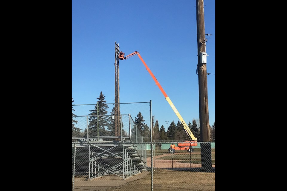 Light removal begins at Beaver Lions Stadium.