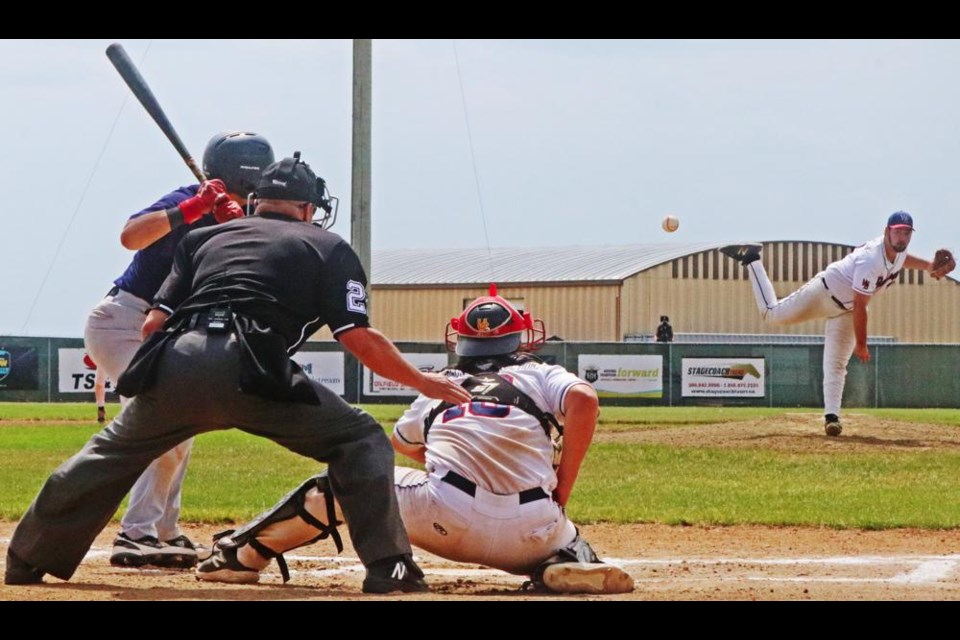 Weyburn Beavers pitcher Jack Kovanen pitched a strike to a Regina Red Sox batter on Sunday afternoon.