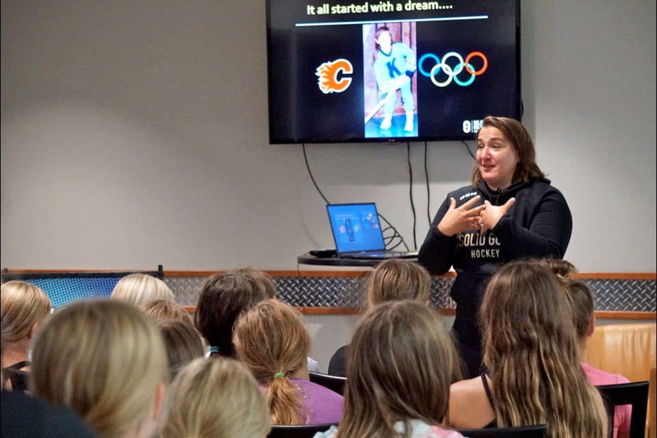 Three-time Olympic gold medallist Colleen Sostorics, hailing from Kennedy, presented at the All Girls Hockey Camp in Estevan, sharing her story and experiences. Young athletes could also have a look at the trophies Sostorics won.