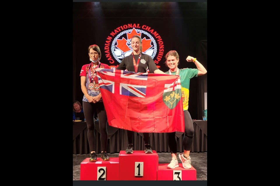 Estevan resident Desiree DaSilva, right, claimed third place at Canadian Armwrestling Championship that took place in Cape Breton, N.S. 