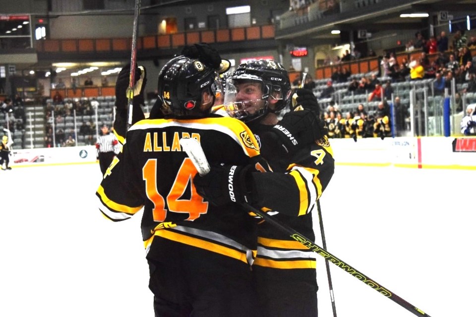 Bruins celebrate goal Oct 9 2023