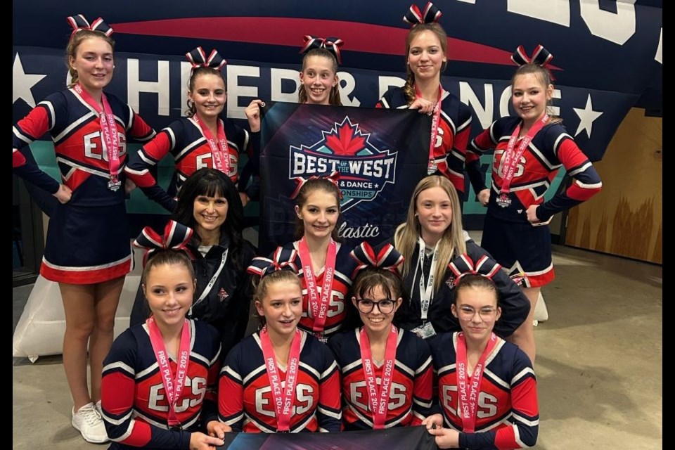 Estevan Elecs cheerleaders won Best of the West in the scholastic intermediate division. 