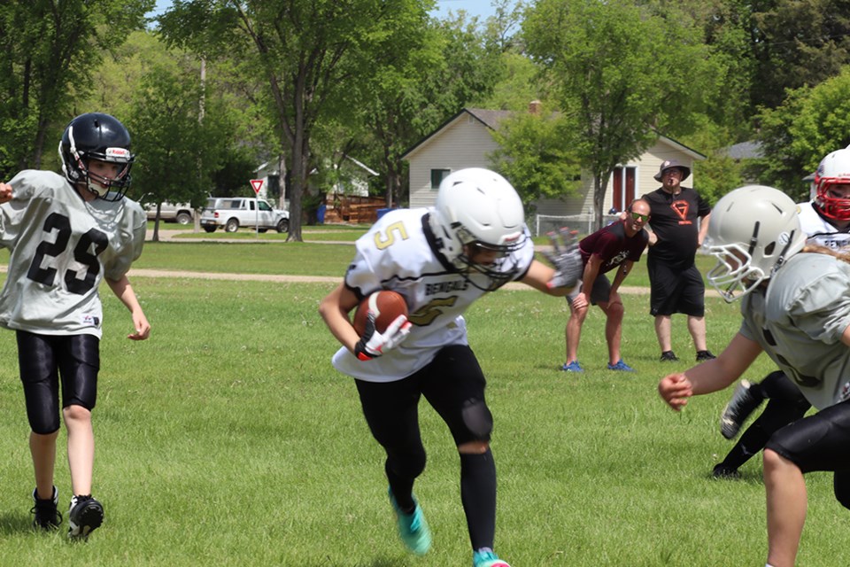 Girls from across the region gathered in Canora for the Yorkton Kinsmen Lady Gridders football camp on June 15.