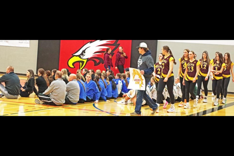 Each of the 10 teams who played at the 5A provincial girls volleyball championships were led in as they were introduced, during the opening ceremonies on Friday morning.