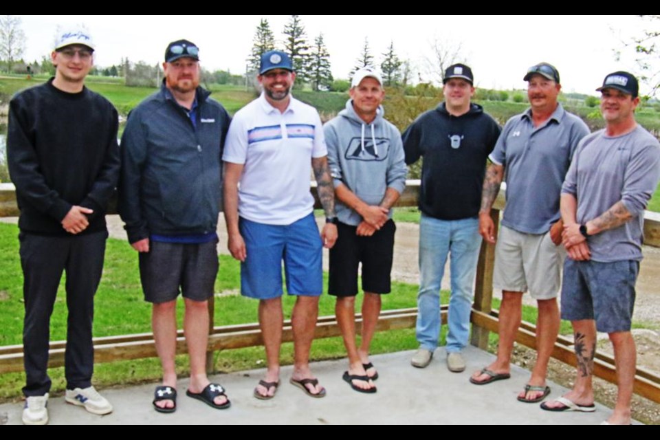 The newly-elected board of directors for the Weyburn Golf Club gathered following the annual meeting held on Thursday evening at the clubhouse. From left are Tylar Fox, Lee Tochor, Conrad Pearce, Tyler Hollar, Tyler Mryglod, Jason Gibson and Chad Bailey. Missing are new board members Murray Braun and Russ Chartrand. Pearce was chosen as the new club president, and Bailey is vice-president.
