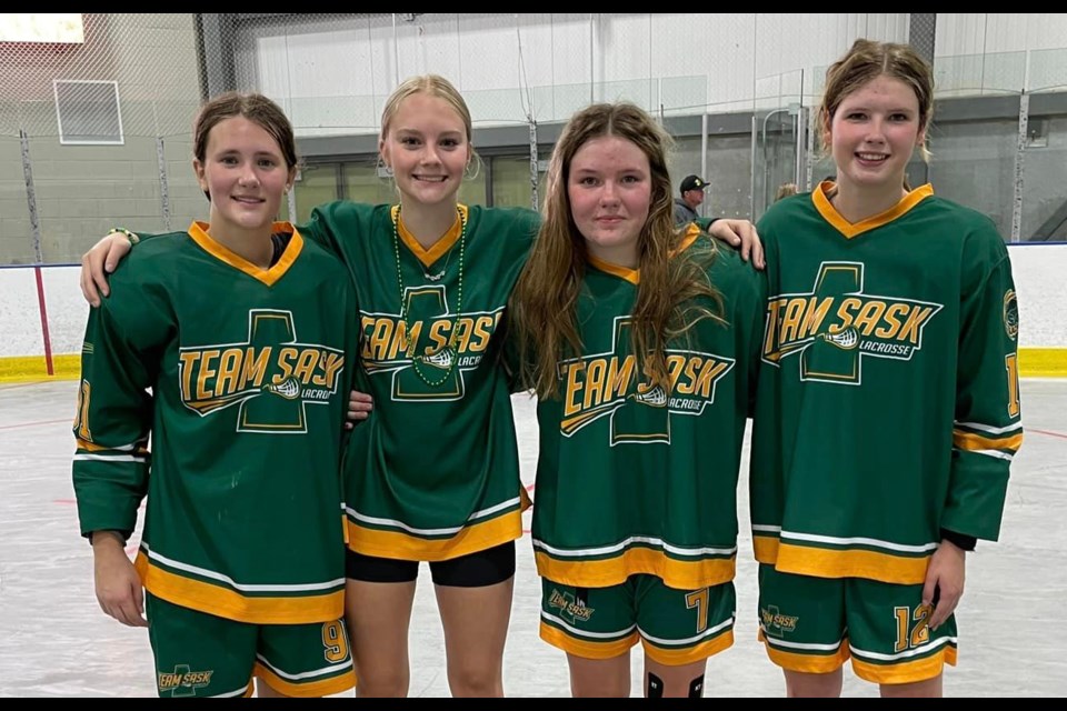 Weyburn lacrosse players Ella Schenher, Callie Dammann, Brittney Honig and Jorja Ashworth competed with U17 women’s Team Saskatchewan.