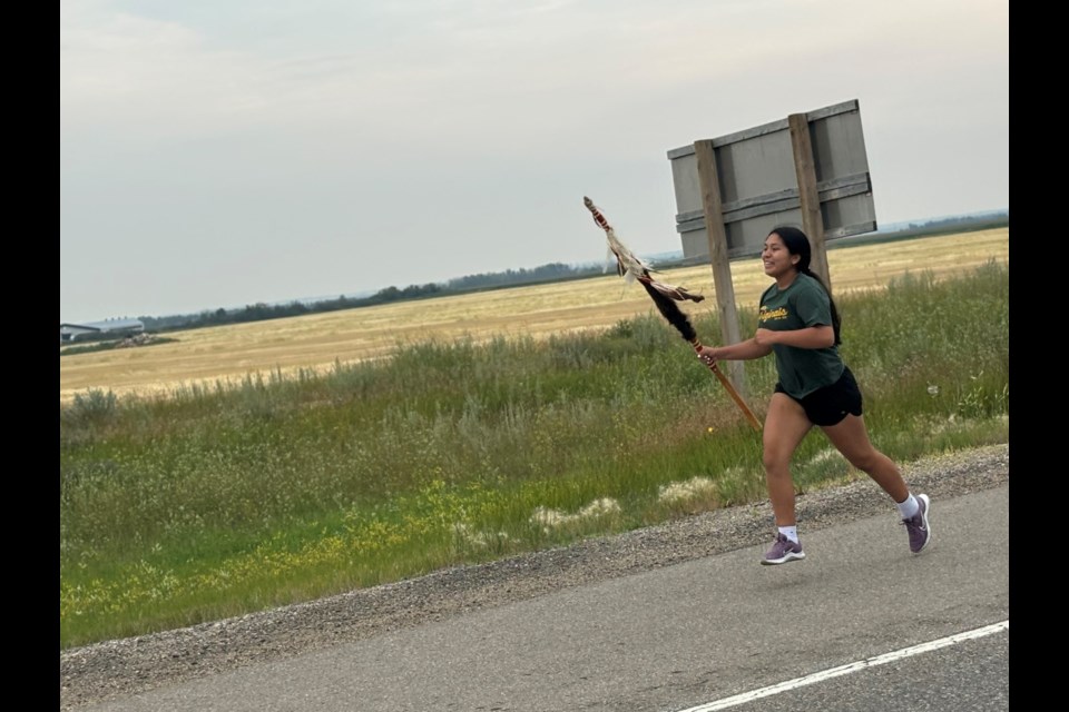 Day One of the Tony Cote Summer Games Lance Run travelled from Saskatoon to Rosthern.