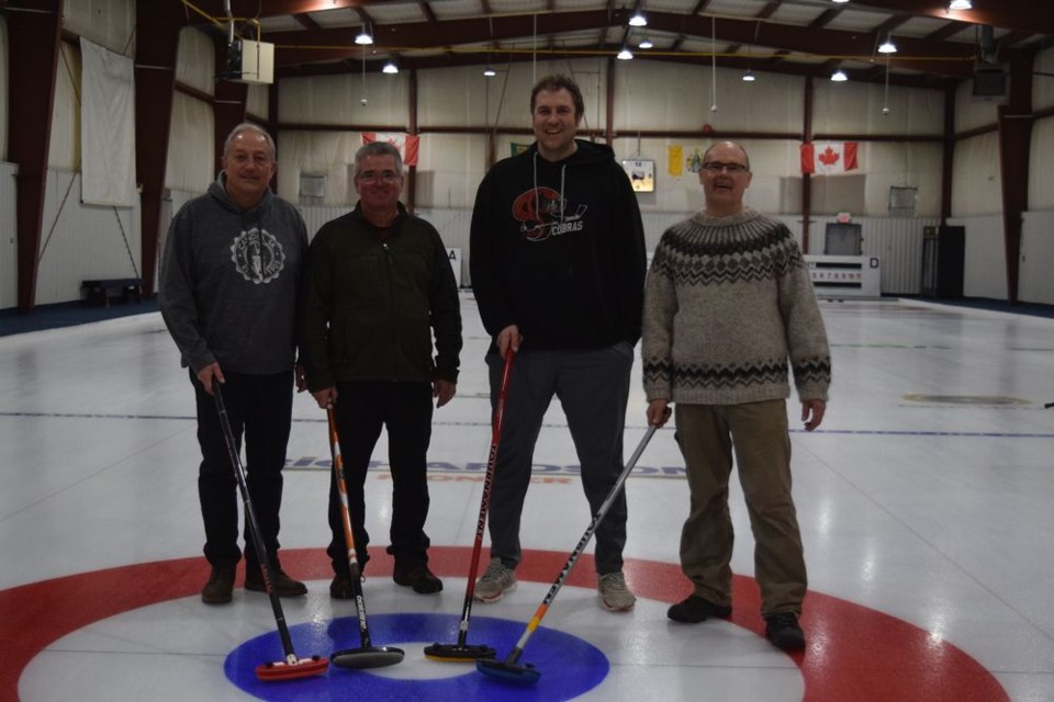 The winner of the Canora Men’s Bonspiel held from March 3 to 5, played under the Skins Game format this year, from left, was the team of: Terry Dennis, skip; Kevin Palchewich, third; Kelly McTavish, second, and Brad Tokaruk, lead. 