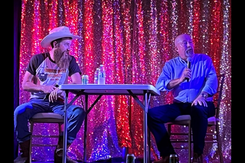 Quick Dick McDick, left, and John Gormley were the featured attractions during a fundraiser in Oxbow. 