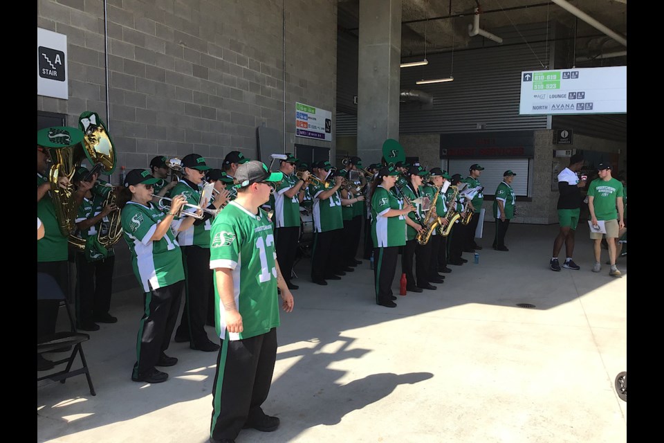 The 620 CKRM Pep Band was out in force for Roughrider Fan Day.