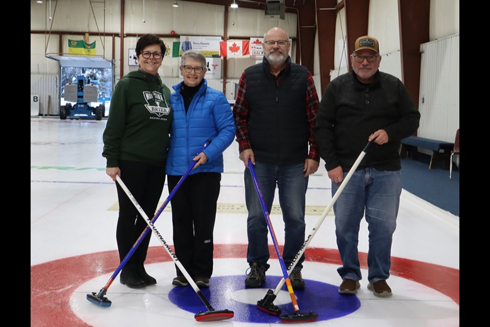 The members of the winning Crystal Lake rink at the Canora Senior Bonspiel, from left, were: Lynda Statchuk (lead), Jan Gervais (second), Cal Statchuk (third) and Laird Gervais (skip). 