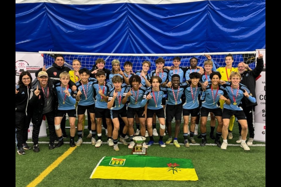 Saskatoon Alliance celebrate their victory in the U17 Toyota National Championships finals.