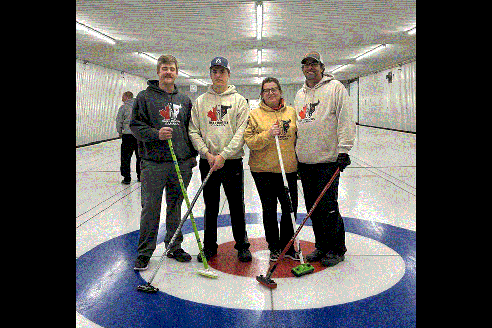 From left, Cale Piper, Kienan Piper, Jaycee Piper and Chris Piper won the A division at the open bonspiel in Stoughton. 