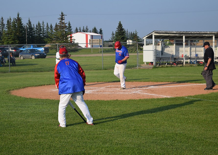 Travis Mentanko circled the bases after crushing a home run over the right field fence for the Supers against Langenburg at Al Sapieha Field on June 9.