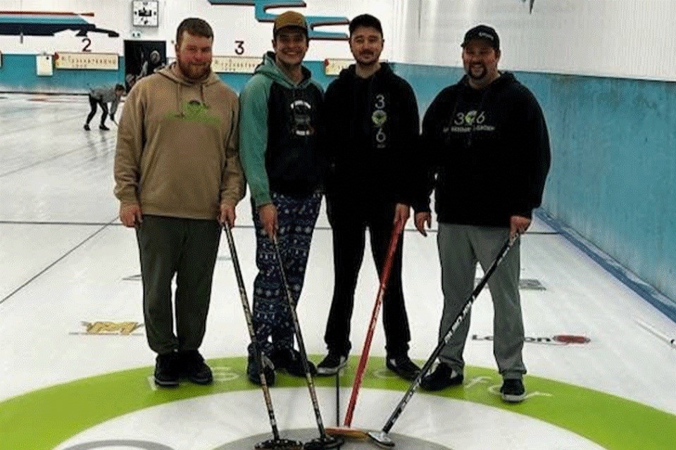 The 306 Ag won the A division in the Farmers verses Friends at the Carlyle bonspiel. From left, Lane Newell, Kienen Piper, Mitch Weber and Mitchell Martel. 