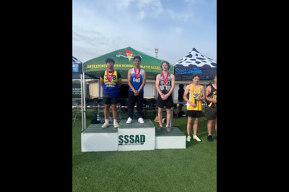 At track-and-field provincials in Saskatoon on June 7-8, Aron Cudal of Invermay dominated the senior boys javelin event to win the gold medal.