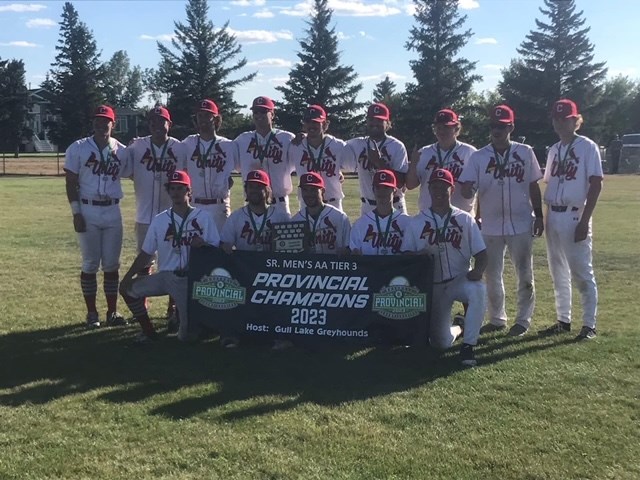 The Unity Cardinals won the Baseball Sask. provincial senior men's Tier 3 AA title Aug. 13.