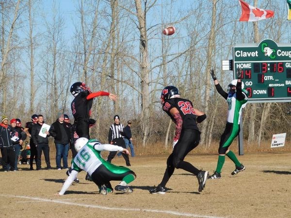 The Unity Warriors in quarter-final provincial playoffs against Clavet on Oct. 30.