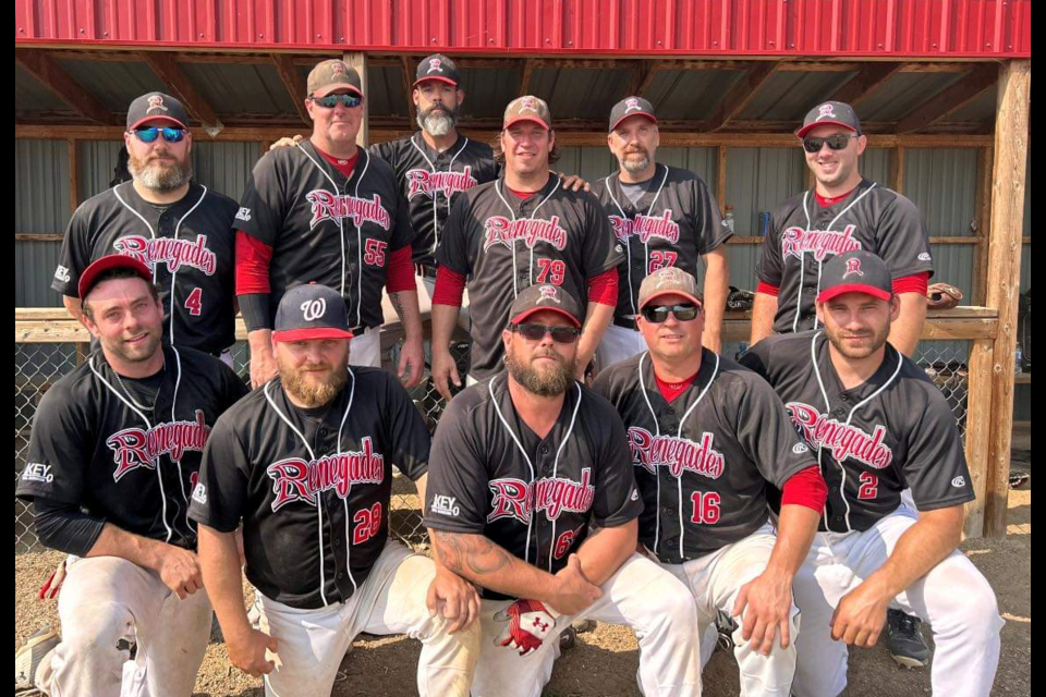 The Weyburn Renegades finished second during ‘Trophy Day’, championship tournament of the Borderline Men’s Fastball League, hosted in Midale on July 23. In the back row, from left, are Nick Cugnet, Blair Morken, Matt Larson, Boyd Forseth, Marlowe Szczecinski and Jusin McDonald. In the front row, from left, are Nathan Decker, Devin Furgason, Robin LaCoste, Lee Tytlandsvik and Dylan Frey. Missing from photo was Christopher Nault.