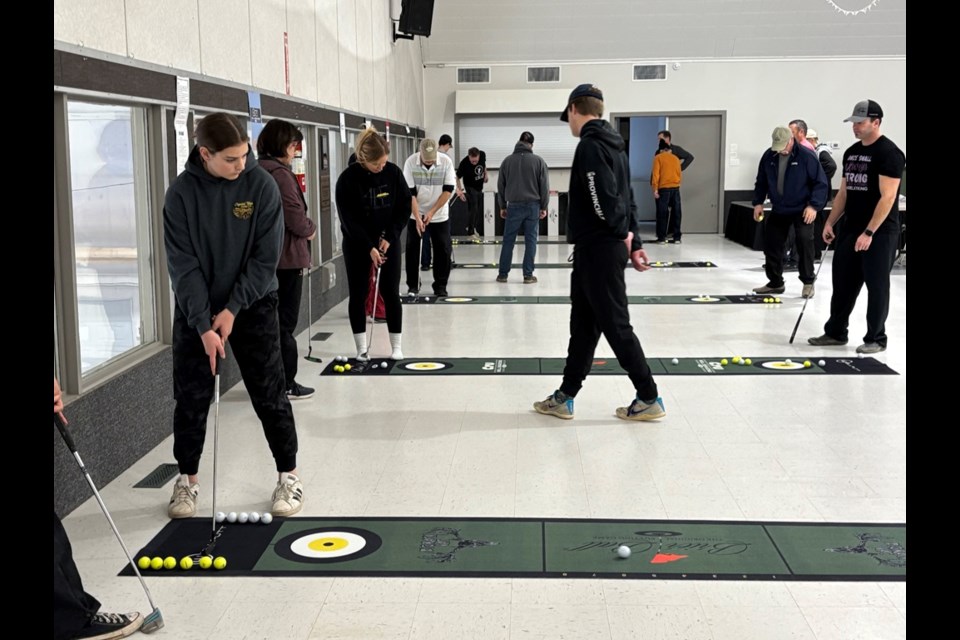 After playing four ends of Sturling curling, teams then competed in Brier Ball, a game created by Keith Heitt of Unity.