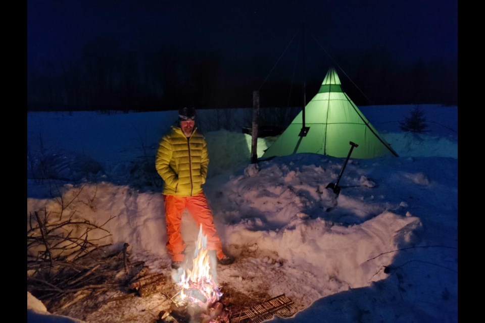 David Modeland of Usherville showcased skills required to comfortably camp in winter.