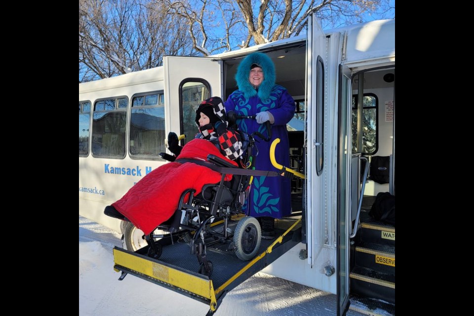 Bundled up to navigate one of the frostier days in January, William Smutt and his mom, Alana Smutt of Kamsack were among many local residents who count on the Kamsack Handibus to get around town.