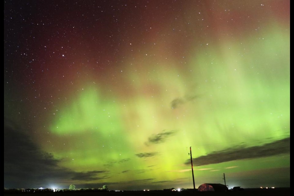 The Northern Lights were dancing brightly on Sunday night, in this view taken from north of Weyburn.