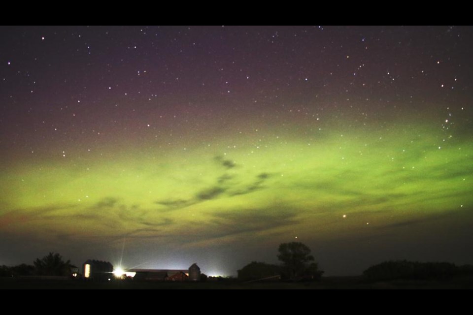 The Northern Lights were visible brightly as viewed from north of Weyburn late on Monday night.