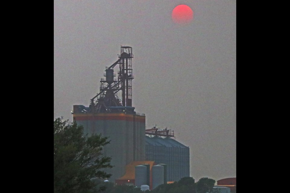 This smoky sunset was viewed at Weyburn on Sunday evening.