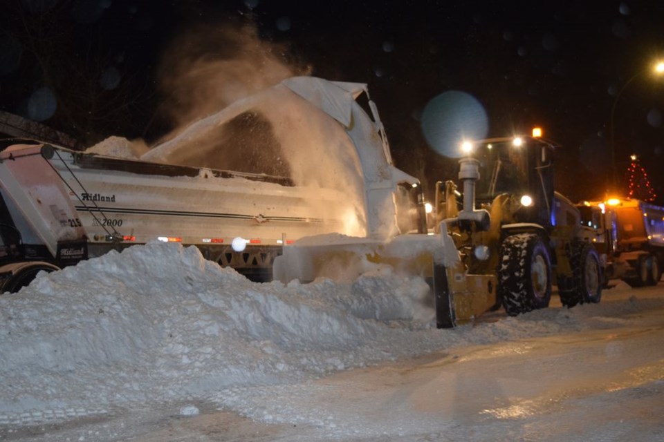 After a significant accumulation of snow in recent days in Canora, workers hit the streets during the morning of January 26 making it easier for drivers to navigate their way along Canora streets. / Rocky Neufeld