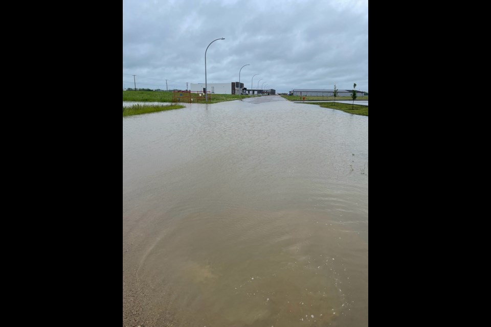 Localized flooding at the north end of Boucher Avenue, Warman.
