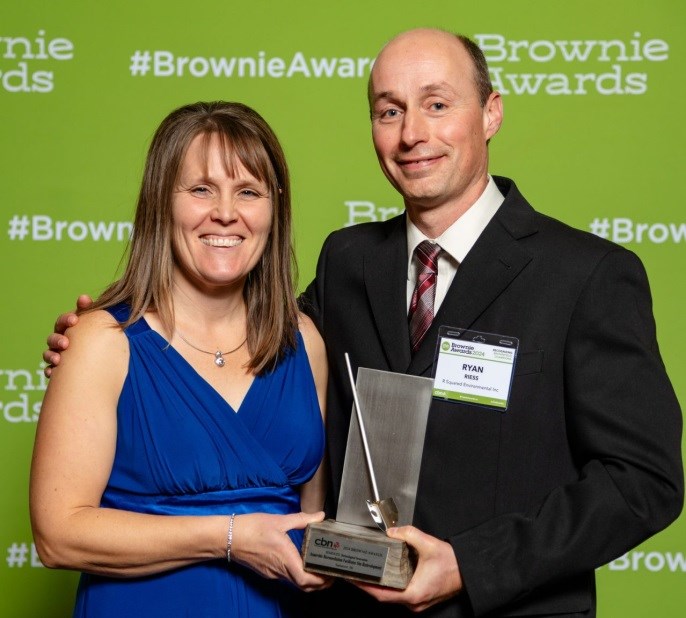 Ryan Riess, who grew up on a farm outside of Unity, and wife Trisha, was one of the Brownie Award winners at the 2024 ceremony.