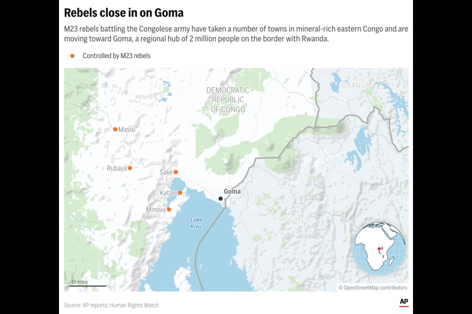 Rebels are taking control of towns near Goma in eastern Congo. (AP Digital Embed)