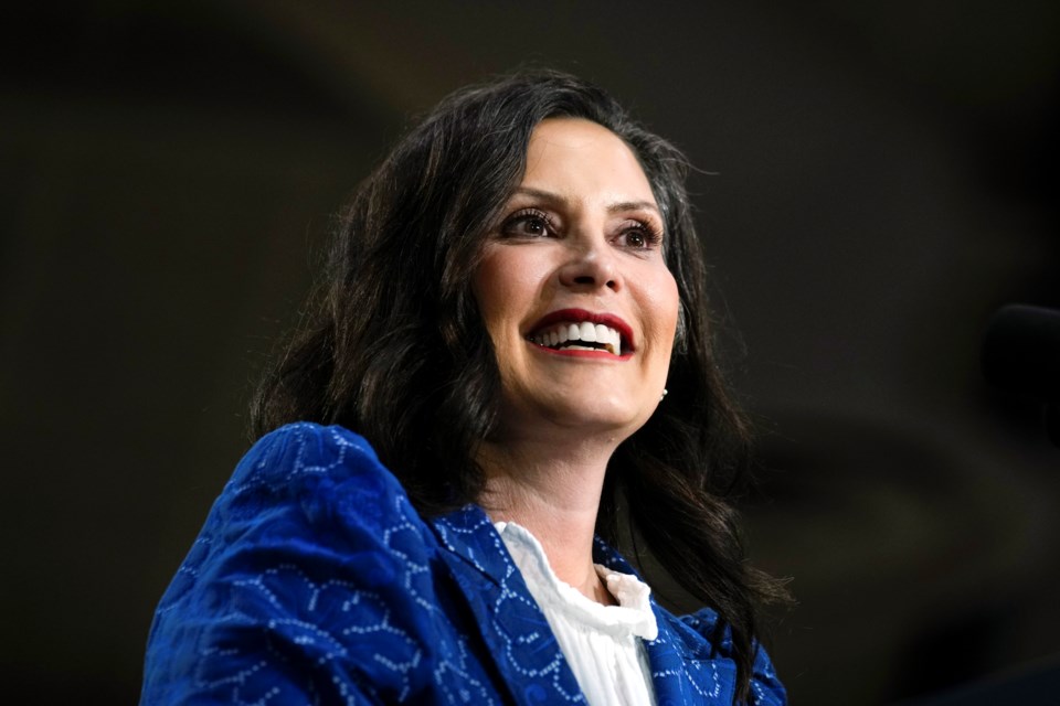 FILE - Michigan Gov. Gretchen Whitmer speaks during a campaign event for Democratic presidential candidate Vice President Kamala Harris in Ambler, Pa., July 29, 2024. (AP Photo/Matt Rourke, File)