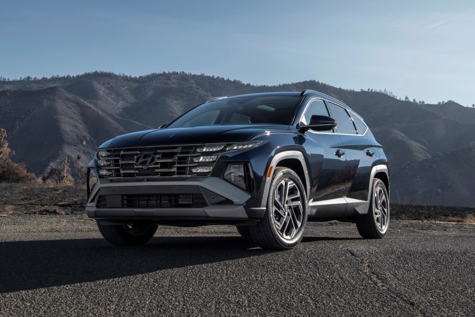 This photo provided by Hyundai of the Tucson Hybrid has slightly lower fuel economy than the RAV4 Hybrid, but it excels in other key areas. (Courtesy of Hyundai Motor America via AP)