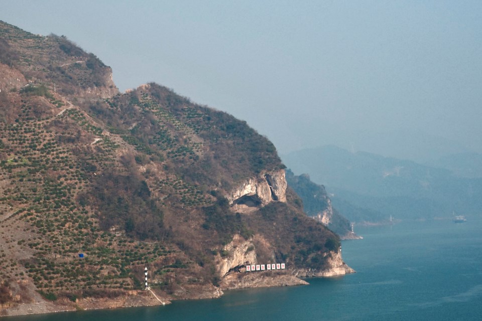 In this photo taken Jan 20, 2025 and released by Guo Qingshan, a view of the "puppy mountain" which went viral over the internet in China seen in Yichang, a city in central China's Hubei Province. (Guo Qingshan via AP)