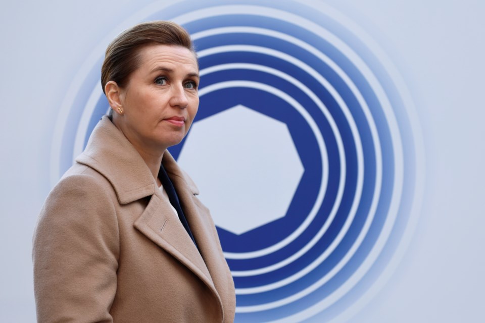 Denmark's Prime Minister Mette Frederiksen arrives for an EU summit at the Egmont Palace in Brussels, Monday, Feb. 3, 2025. (AP Photo/Geert Vanden Wijngaert)