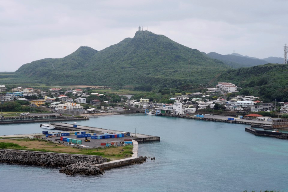 A general view of a fishing port at Kubura village on Yonaguni, a tiny island on Japan’s western frontier, Friday, Feb. 14, 2025. (AP Photo/Ayaka McGill)