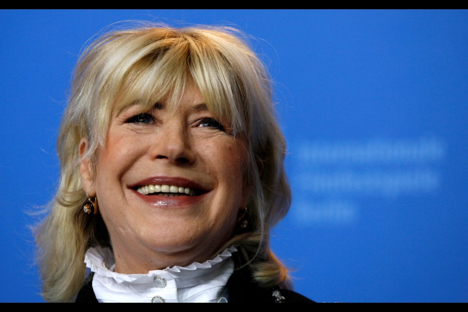 FILE - British actress and singer Marianne Faithfull poses during a photo-call for her movie 'Irina Palm' at the 57th International Film Festival Berlin 'Berlinale' in Berlin, Tuesday, Feb. 13, 2007. (AP Photo/Markus Schreiber, File)