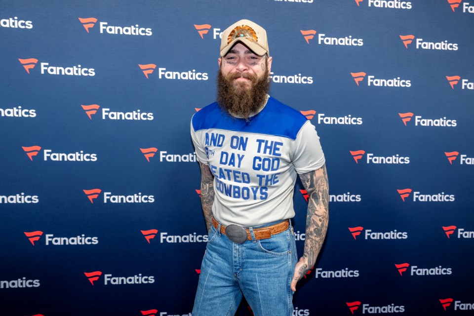 Post Malone attends Michael Rubin's Fanatics Super Bowl party on Saturday, Feb. 8, 2025, in New Orleans. (Photo by Amy Harris/Invision/AP)