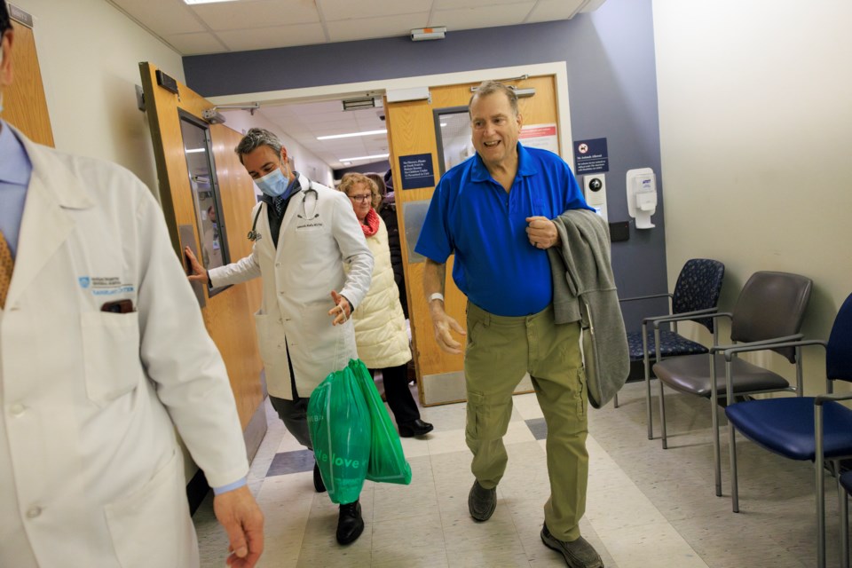 Tim Andrews smiles as he leaves Massachusetts General Hospital in Boston on Feb. 1, 2025. (Kate Flock/Massachusetts General Hospital via AP)