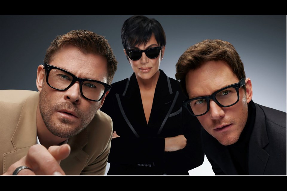 This image provided by Meta shows Chris Hemsworth, Kris Jenner and Chris Pratt in the Meta 2025 Super Bowl NFL football spot. (Pringles via AP)